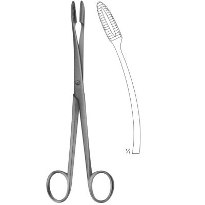 Gross Dressing Forceps , Curved, With Ratchet 200mm